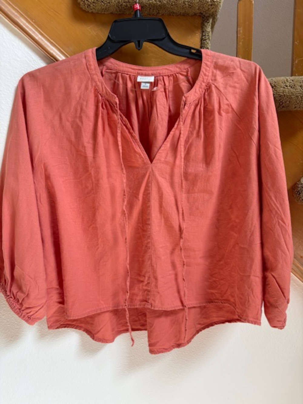 A New Day Burnt Orange High-Low Peasant Blouse, like new, women's size S